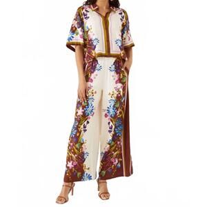 NEW ALIVIA geri wide leg pants in prairie floral cinnamon